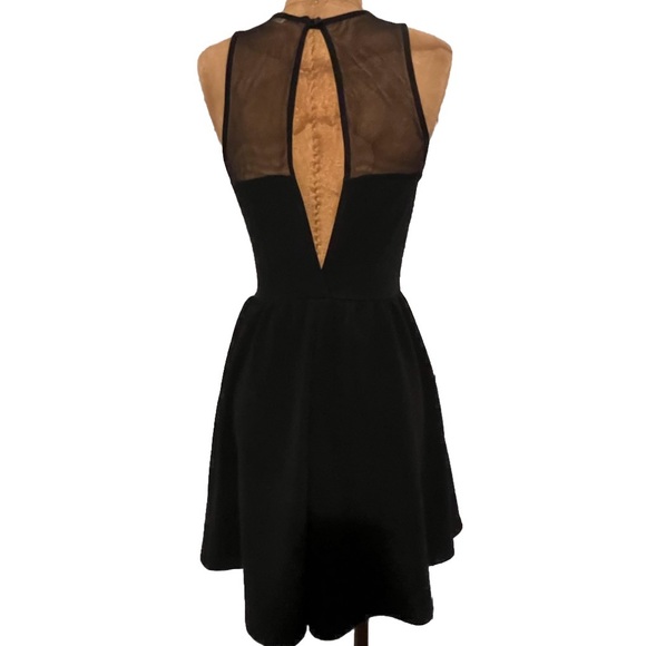 Lush Black Mesh Panel Cutout Back Mini Dress NWOT S - Picture 4 of 7